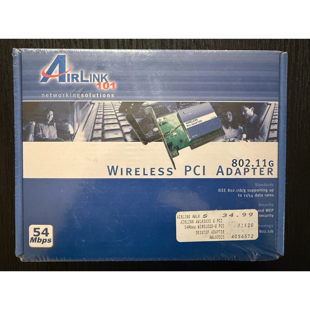 Airlink 101 802.11g Wireless PCI Adapter 54Mbps Desktop WiFi Card New Sealed‎